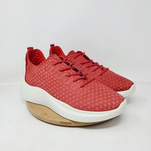 ECCO Therap Shoes Womens 38 Red Nubuck Honeycomb Chunky Platform Sneakers - Picture 6 of 13